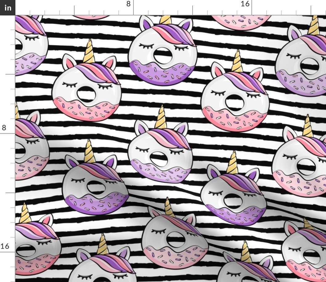 (jumbo scale) unicorn donuts (pink and purple) black stripes