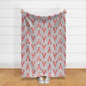 (jumbo scale) lobsters on stripes (red & grey)