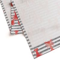 (jumbo scale) lobsters on stripes (red & grey)