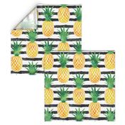 (jumbo scale) pineapples - watercolor on black stripes C18BS