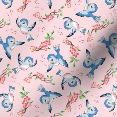 Bluebirds and Blossoms - pink