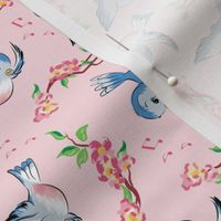 Bluebirds and Blossoms - pink