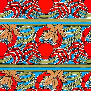 Lobster Starfish Art Deco Border