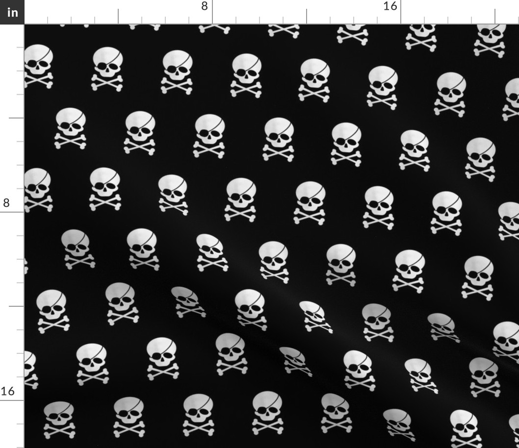 Pirate Skull white on black