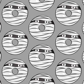 mummy donuts - grey - halloween fabric