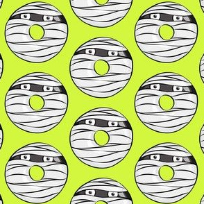 mummy donuts - lime - halloween fabric