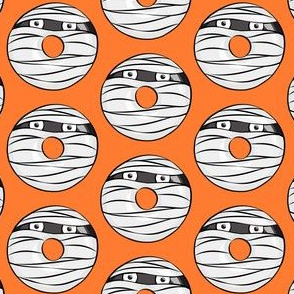 mummy donuts - orange - halloween fabric