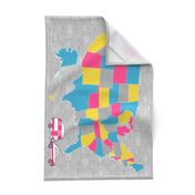 Let's Hit the Road US Map Tea Towel