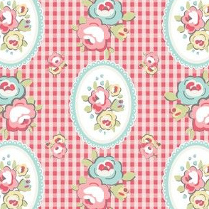 Vintage Tea Time Rose Gingham 