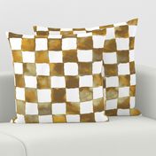XL watercolor checkerboard - brown, gold, tan and white