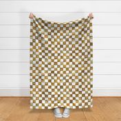 XL watercolor checkerboard - brown, gold, tan and white