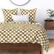 XL watercolor checkerboard - brown, gold, tan and white