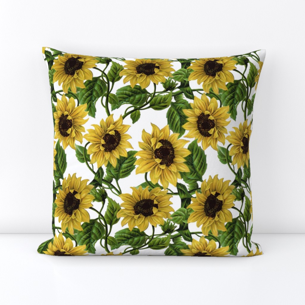 10“ Sunflowers on White 