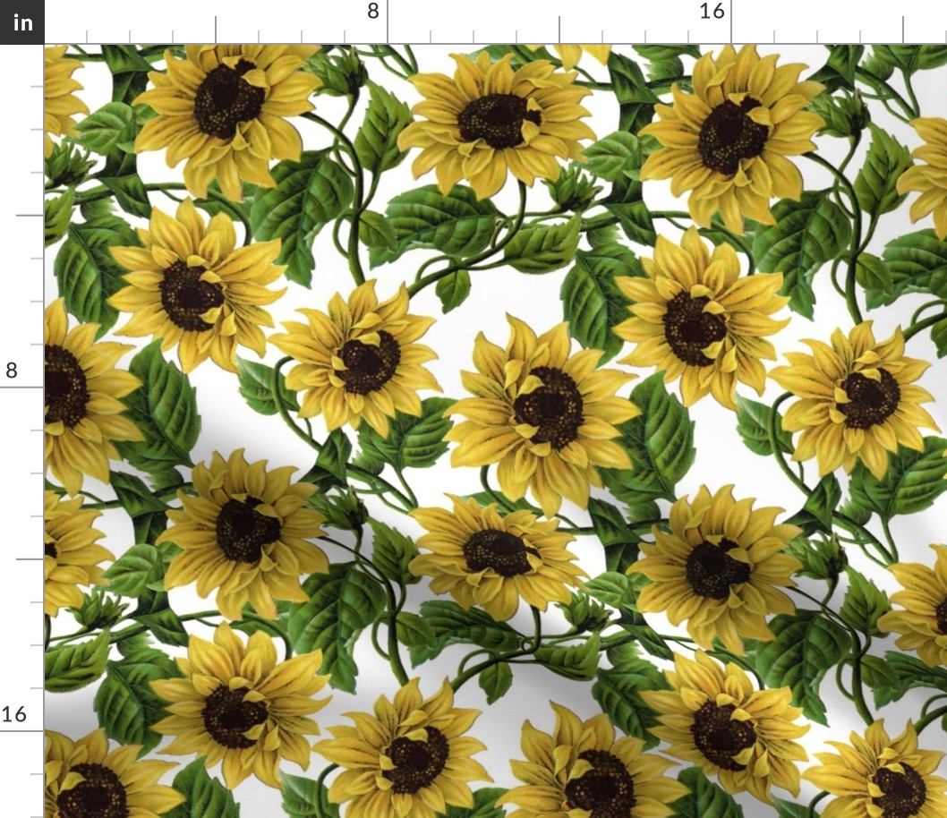 10“ Sunflowers on White 
