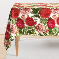 18"  Pierre-Joseph Redouté- Pierre-Joseph Redoute- Redouté fabric,English Rose Fabric,Roses fabric-Redoute roses- Red and White Vintage Roses
