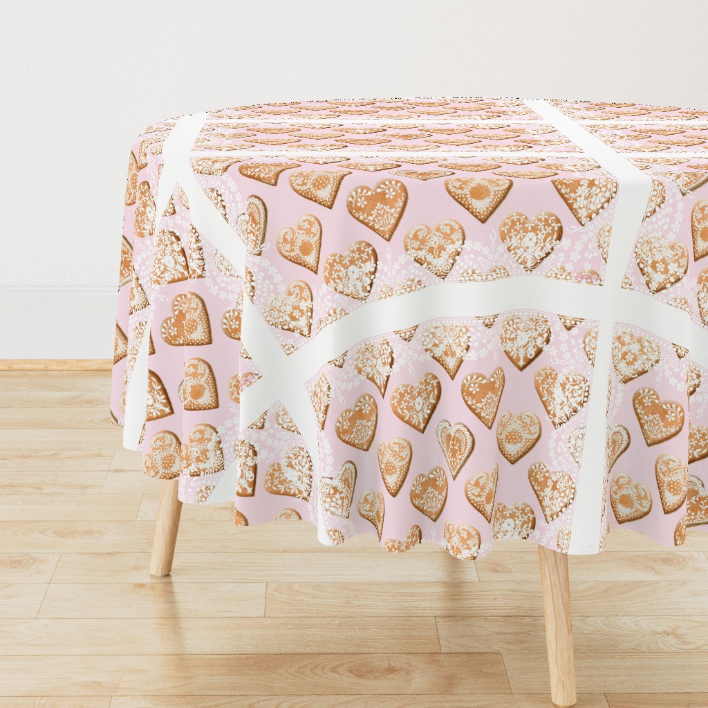 Hjerte Pepparkakor Tea Towel sorbet damask