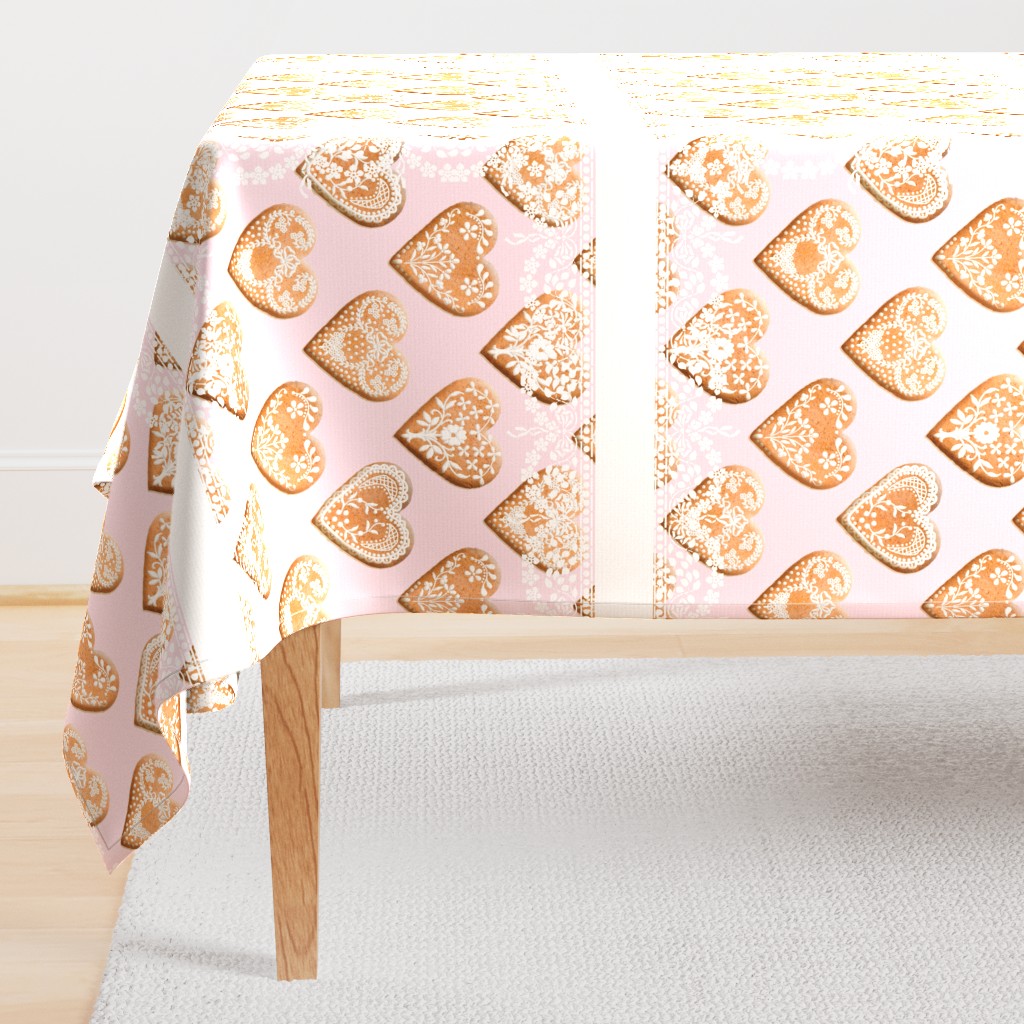 Hjerte Pepparkakor Tea Towel sorbet damask