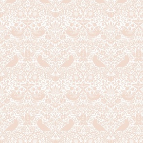 Strawberry Thief by William Morris - MEDIUM - white blush peach pink Adapation Antiqued art nouveau deco