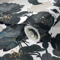 18" moody florals - Black and White Roses 