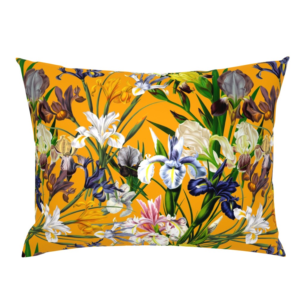 18" Pierre-Joseph Redouté Flowers,Iris Bunches on orange