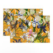 18" Pierre-Joseph Redouté Flowers,Iris Bunches on orange