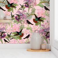 21" Hummingbird and Tropical Flowers - Large