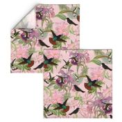 21" Hummingbird and Tropical Flowers - Large