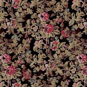 French Rose Tapestry Black (Down 15%)