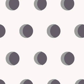 cresent moons polk dots white grey