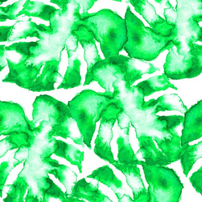 Monstera Watercolor Toss in Bright Green