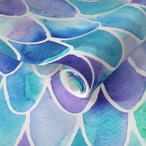 Watercolor Mermaid Tail Skin in Purple | Spoonflower