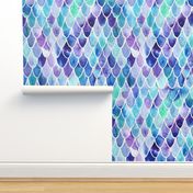 Watercolor Mermaid Tail Skin in Purple and Turquoise