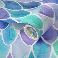 Watercolor Mermaid Tail Skin in Purple and Turquoise