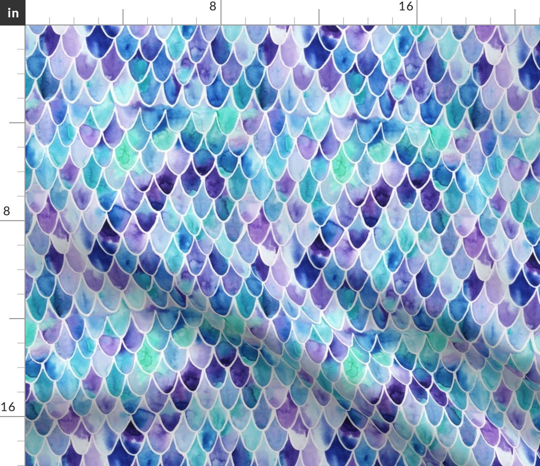 Watercolor Mermaid Tail Skin in Purple and Turquoise