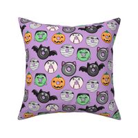 halloween donut medley - light purple - monsters pumpkin frankenstein black cat Dracula 