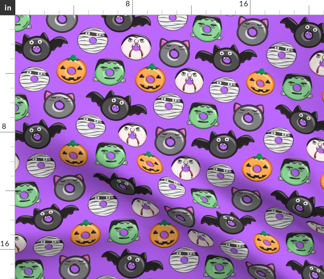 halloween donut medley - purple - monsters pumpkin frankenstein black cat Dracula 