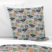 halloween donut medley - grey - monsters pumpkin frankenstein black cat Dracula 
