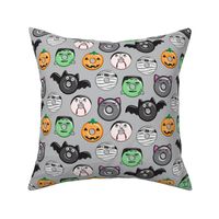 halloween donut medley - grey - monsters pumpkin frankenstein black cat Dracula 