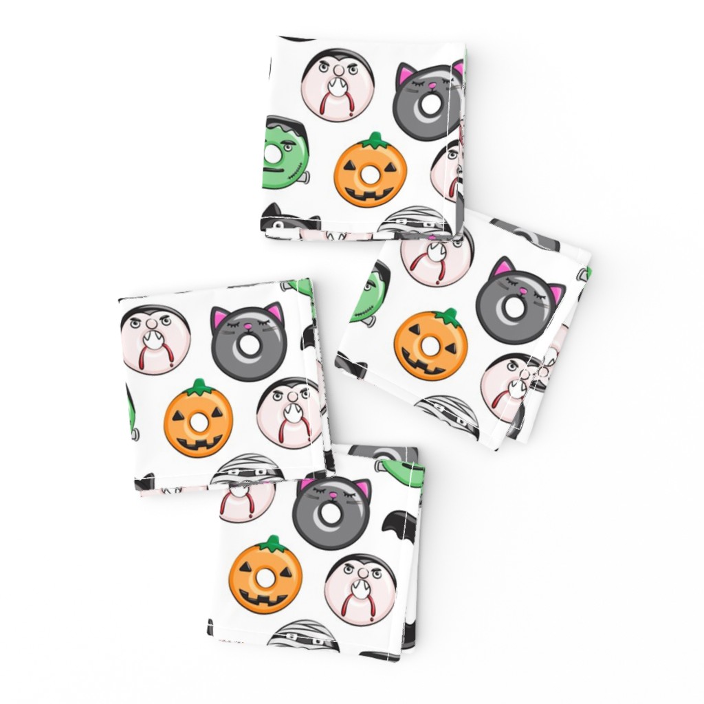 halloween donut medley - white - monsters pumpkin frankenstein black cat Dracula 