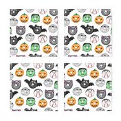 halloween donut medley - white - monsters pumpkin frankenstein black cat Dracula 