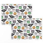 halloween donut medley - white - monsters pumpkin frankenstein black cat Dracula 