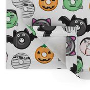 halloween donut medley - white - monsters pumpkin frankenstein black cat Dracula 