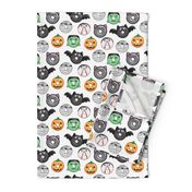 halloween donut medley - white - monsters pumpkin frankenstein black cat Dracula 