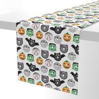 halloween donut medley - white - monsters pumpkin frankenstein black cat Dracula 