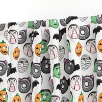 halloween donut medley - white - monsters pumpkin frankenstein black cat Dracula 