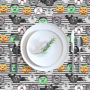 halloween donut medley - black stripes - monsters pumpkin frankenstein black cat Dracula 