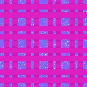 CSMC4 -  Stacked Plaid in Magenta Pink and Speckled Periwinkle