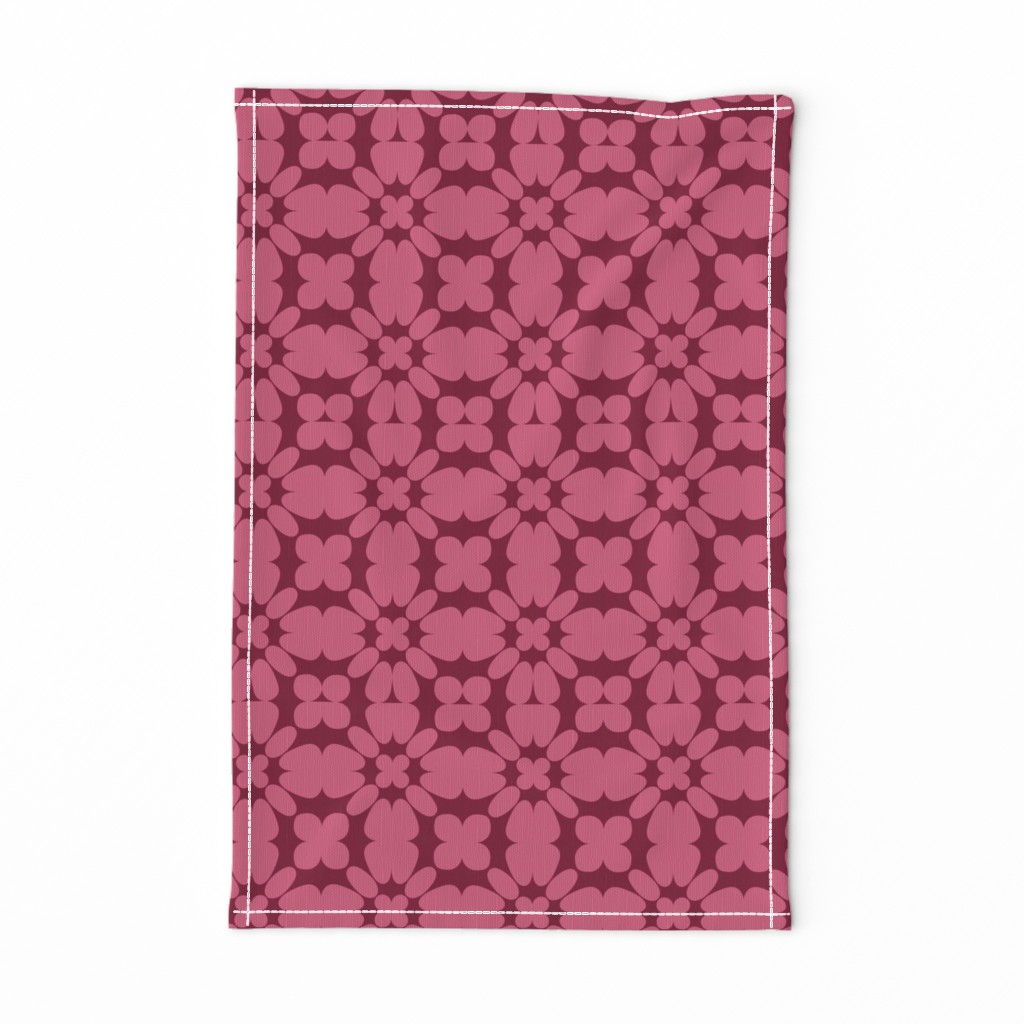 JP7 - Minimalist Floral Dreams in Rustic Pink Pastel and Rose Red  - 4 inch repeat