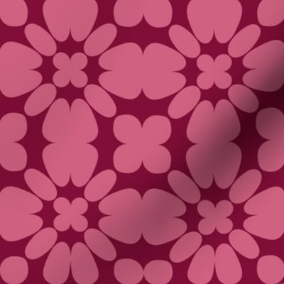 JP7 - Minimalist Floral Dreams in Rustic Pink Pastel and Rose Red  - 4 inch repeat