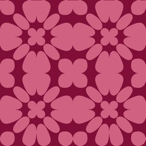 JP7 - Minimalist Floral Dreams in Rustic Pink Pastel and Rose Red  - 4 inch repeat